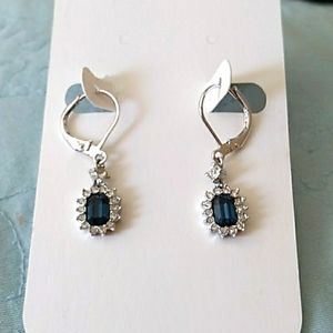 Sapphire and rhinestone earrings